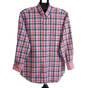 Tailorbyrd Shirt Button Down Pink Blue White Check Men's Size L EUC